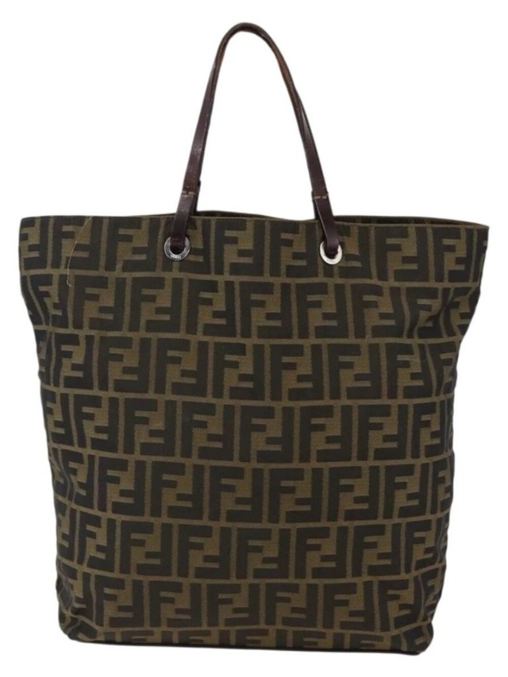 FENDI Zucca Canvas Tote Bag Brown Black Auth 173613 - Picture 3 of 10
